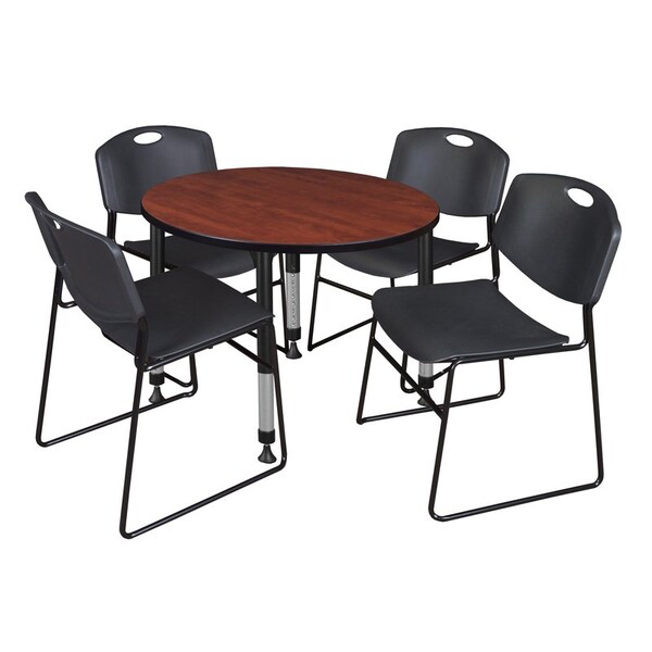 Regency Tables > Height Adjustable > Round Table & Chair Sets, 36 W, 36 L, 23-34 H, Cherry TB36RNDCHAPBK44BK - main